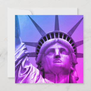 Blue Purple Pop Art Statue of Liberty New York Holiday Card