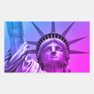 Blue Purple Pop Art Statue of Liberty New York Rectangular Sticker