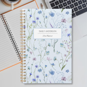 Blue Purple Pretty Wildflower Floral Pattern 2025 Planner