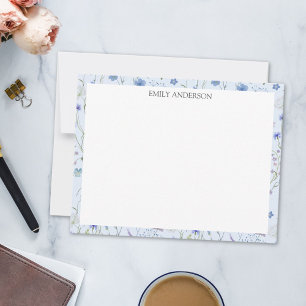 Blue Purple Pretty Wildflower Floral Pattern Card