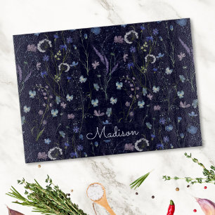 Blue Purple Pretty Wildflower Floral Pattern Cutting Board