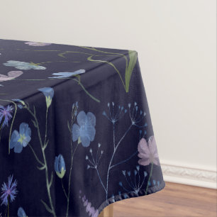 Blue Purple Pretty Wildflower Floral Pattern Tablecloth