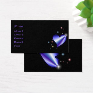 Blue Purple Rainbow Heart with Stars on black