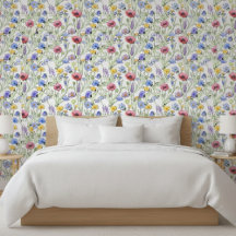 Blue Purple Red Watercolor Wildflower