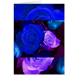 Blue Purple Rose Card -Customisable