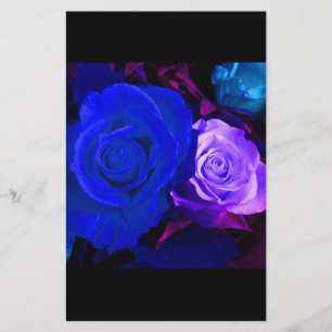 Blue Purple Rose Stationery