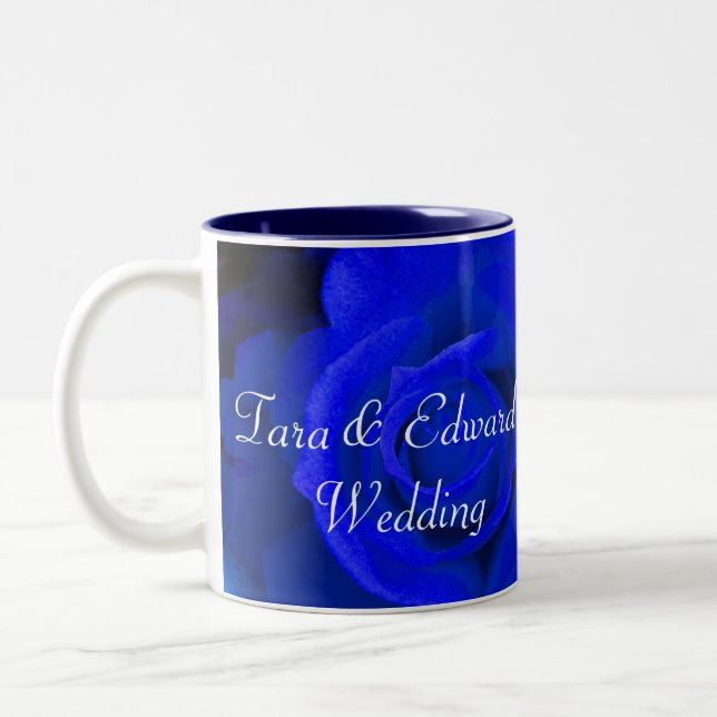 Blue Purple Rose Two-Tone Coffee Mug (Left)