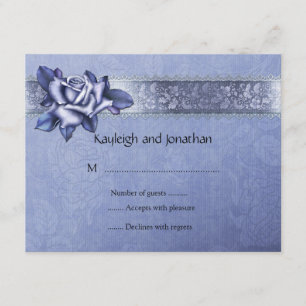 Blue Purple Roses and Lace RSVP