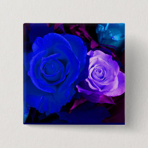 Blue Purple Roses Button - Customisable