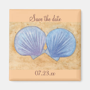 Blue Purple Seashells Save the date Magnets