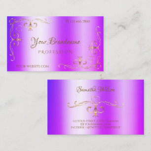 Blue Purple Shimmery Gold Ornate Corner Ornamental Business Card