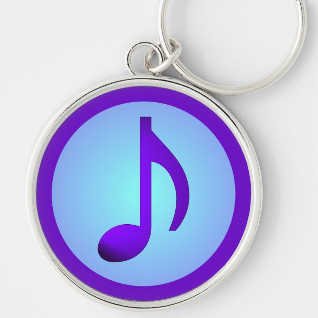 Blue Purple Single Simply Elegant Music Note Key Ring (Front)