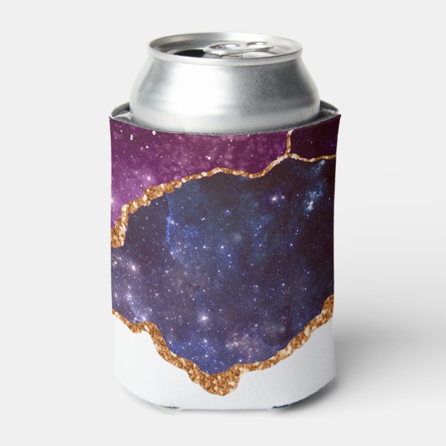 Blue & Purple Space & Stars Modern Agate Can Cooler (Can Front)