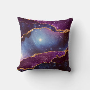 Blue & Purple Space & Stars Modern Agate Cushion