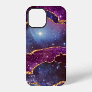 Blue & Purple Space & Stars Modern Agate iPhone 12 Case