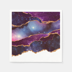 Blue & Purple Space & Stars Modern Agate Napkin