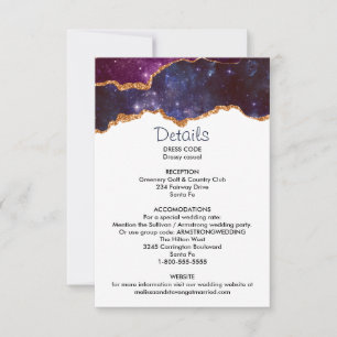 Blue & Purple Space & Stars Modern Agate Wedding Invitation