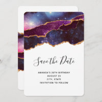 Blue & Purple Space & Stars Modern Birthday