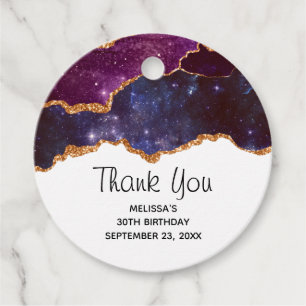 Blue & Purple Space & Stars with Gold Ribbon Favour Tags