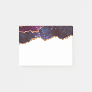 Blue & Purple Space & Stars with Gold Ribbon Post-it Notes