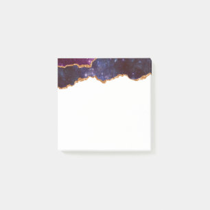 Blue & Purple Space & Stars with Gold Ribbon Post-it Notes