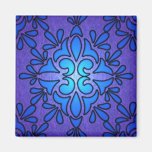 Blue Purple Stainded Glass Style Design Magnet