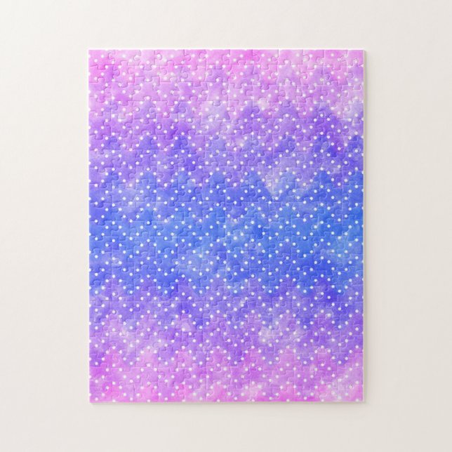 Blue Purple Starry Night Sky Galaxy Watercolor Jigsaw Puzzle (Vertical)