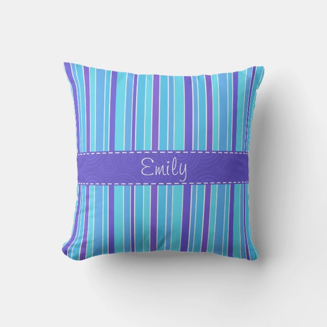 Blue & Purple Striped Cushion (Front)
