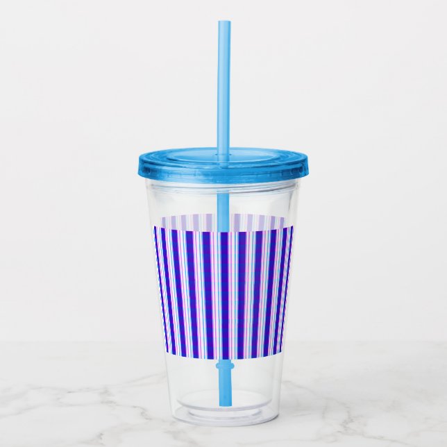 blue & purple striped electric retro  acrylic tumbler (Front)
