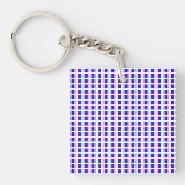blue & purple striped electric retro  key ring (Front)