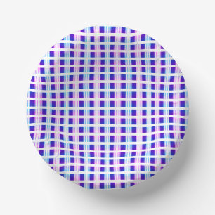 blue & purple striped electric retro  paper plate