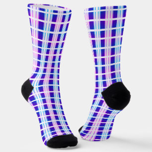 blue & purple striped electric retro  socks