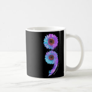 Blue Purple Sunflower Semicolon Suicide Prevention Coffee Mug