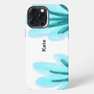 Blue purple t floral watercolor add name text thro iPhone 13 pro max case