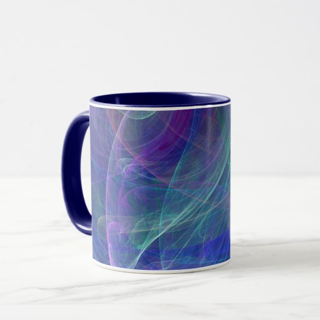 Blue Purple Teal Airy Abstraction Mug (Front Left)