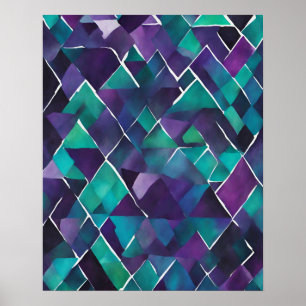 BLUE PURPLE TEAL CRYSTAL MOSAIC WALL ART 2