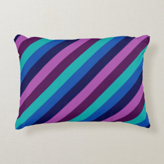 Blue Purple Teal Stripes Accent Pillow