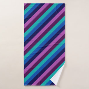 Blue Purple Teal Stripes Bath Towel