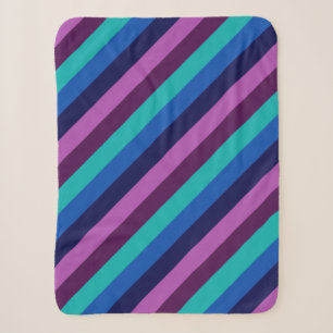 Blue Purple Teal Stripes Small Sherpa Blanket