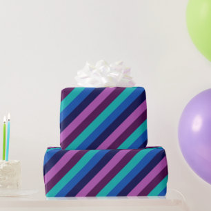 Blue Purple Teal Stripes Wrapping Paper