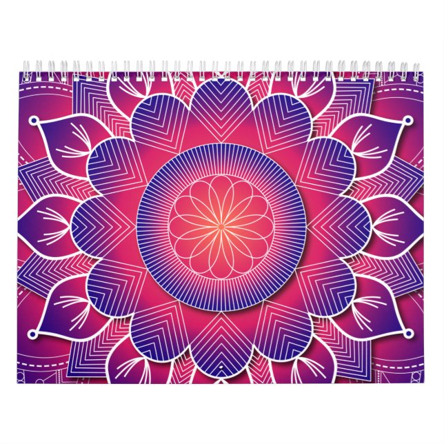 Blue Purple Traditional Mandala Design     Calendar (Cover)