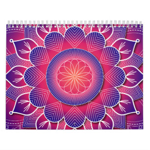 Blue Purple Traditional Mandala Design Calendar
