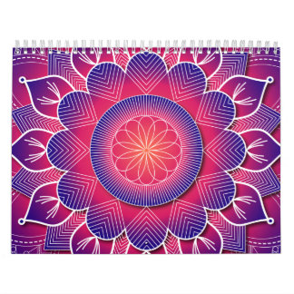 Blue Purple Traditional Mandala Design     Calendar