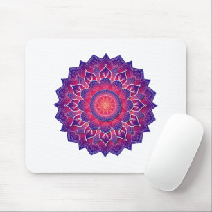 Blue Purple Traditional Mandala Design Mouse Pad