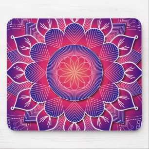 Blue Purple Traditional Mandala Design Mouse Pad