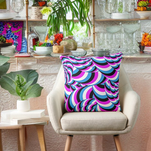 Blue Purple Tubular Swirls Geo Design Cushion (Creator Uploaded)