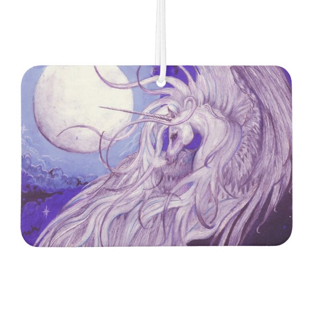Blue Purple Unicorn Pegasus Pegacorn Lunar Moon Car Air Freshener (Front)