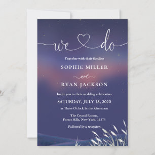 Blue Purple Vibrant Minimalist Wedding Invitation