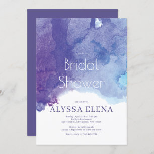 Blue Purple Watercolor Beach Bridal Shower © Invitation