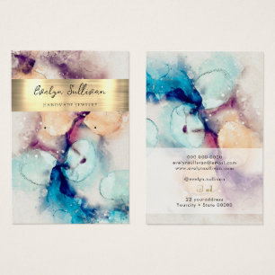 Blue purple watercolor foil jewellery display card